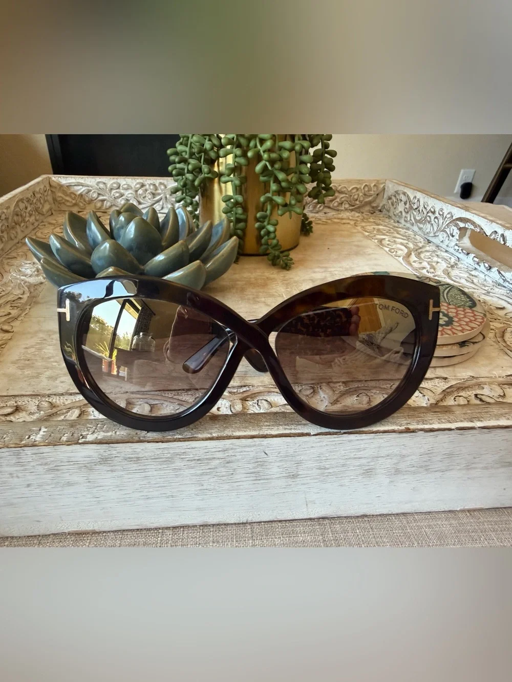 Tom Ford Women's Tortoiseshell Cat-Eye Sunglasses - Dark Brown Gradient
